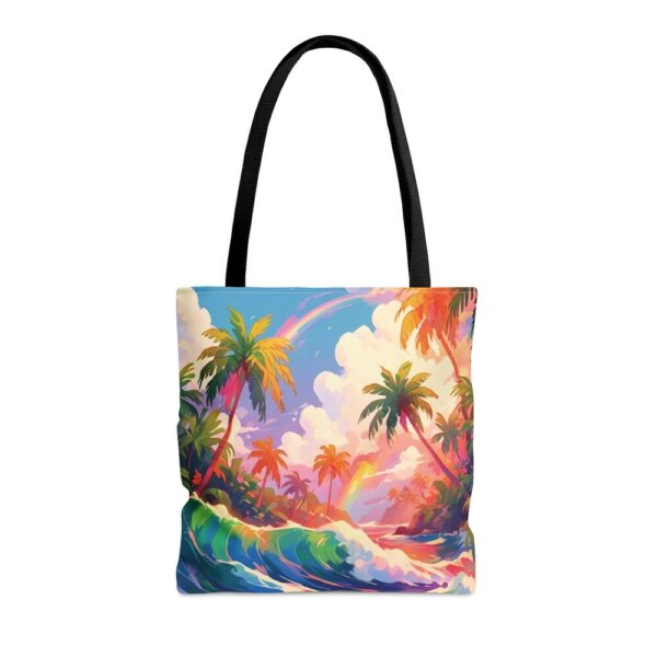 Summer Big Beach Tote Bag, Elegant colorful Tropical Beach design, Beautiful and modern, Polyester tote bag, practical high-quality tote bag - Image 6